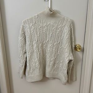 Zara Cable Knit Cream Turtle Neck Sweater